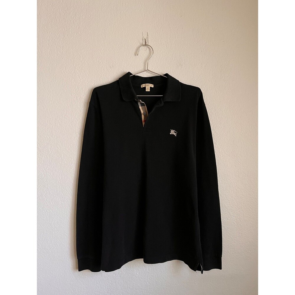 Burberry Brit Men's Long Sleeve Cotton Polo Shirt in Black Size MEDIUM